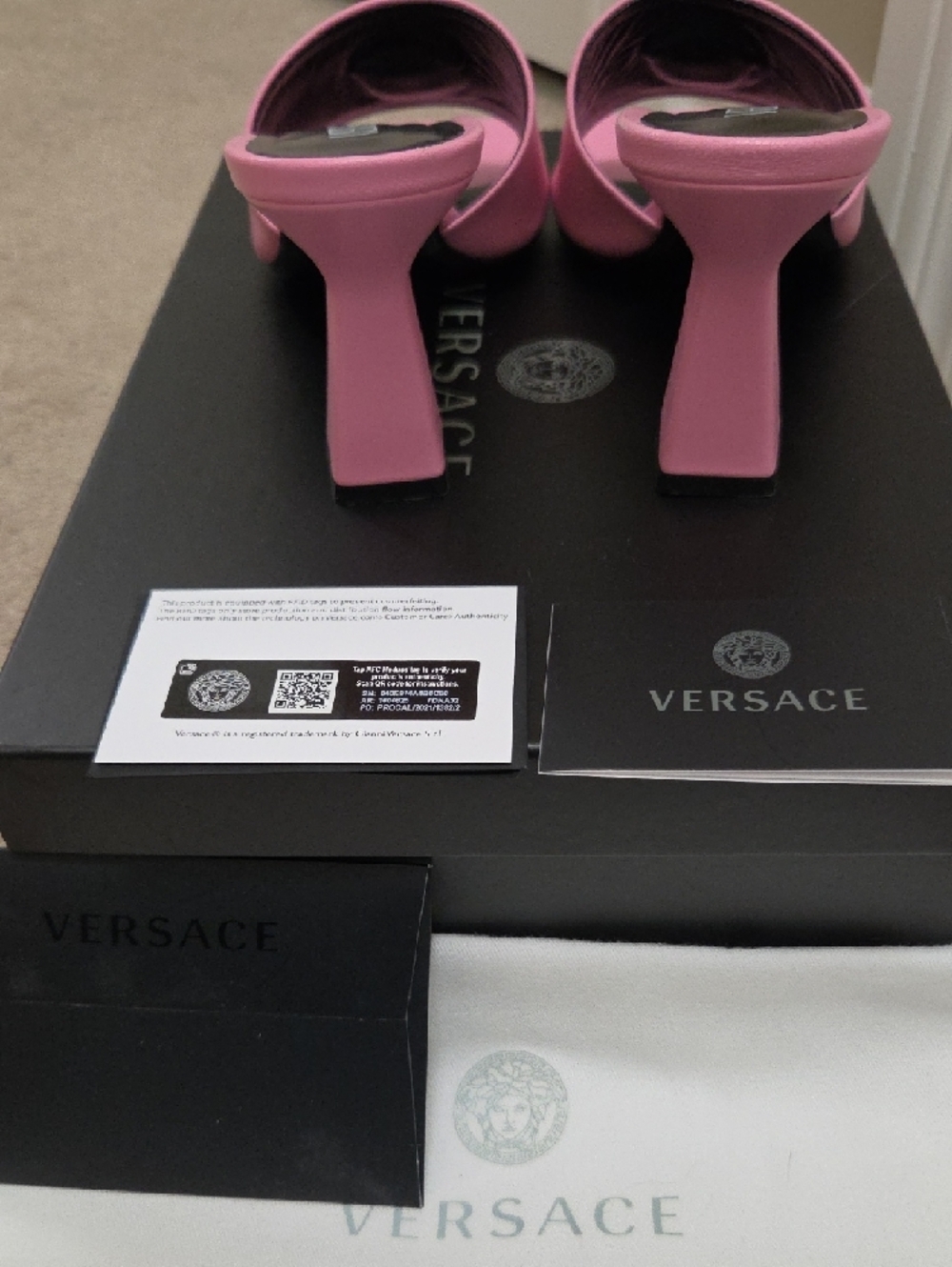 Versace Hot Pink Medusa Slide Heels - Picture 5 of 6
